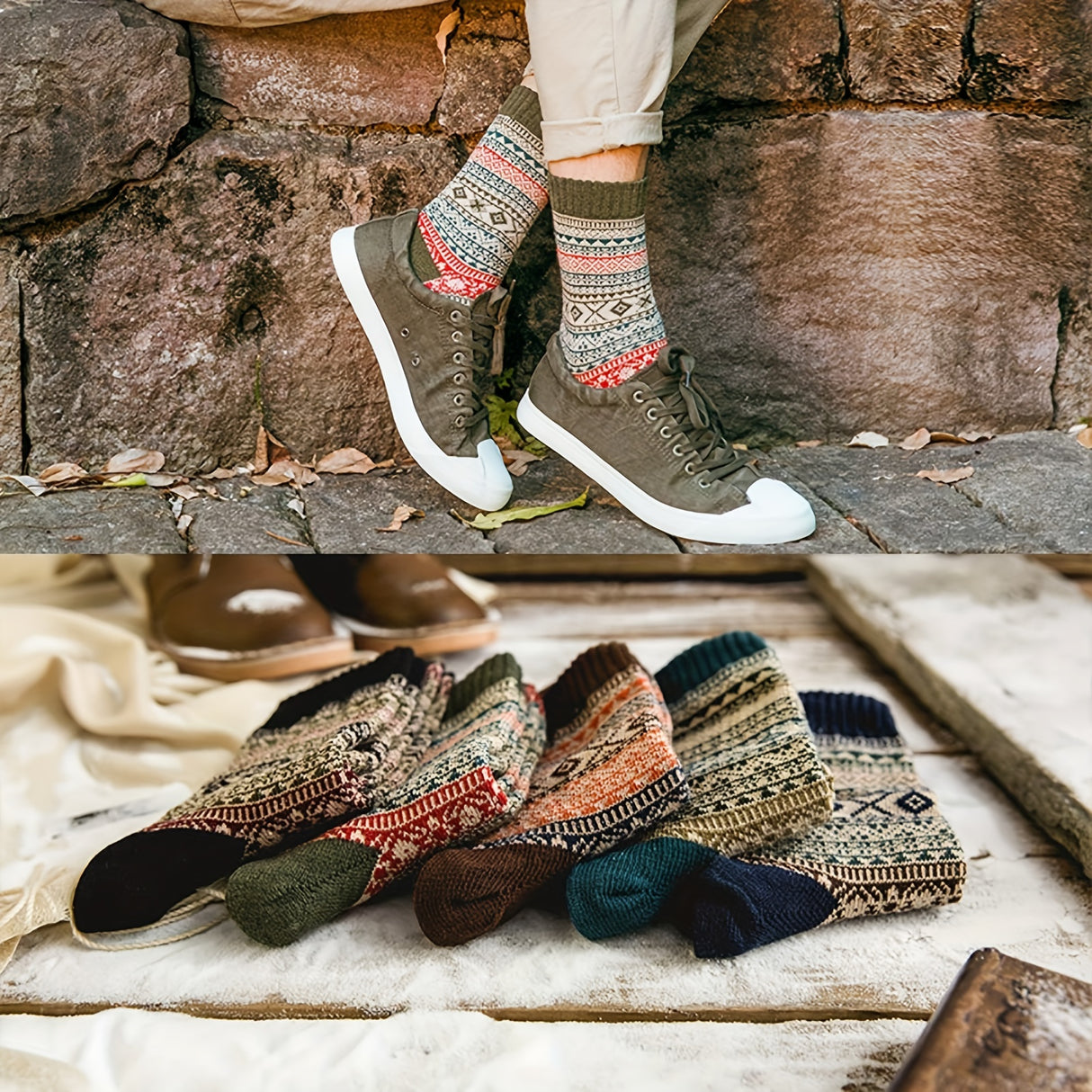 5 Pairs Women's Outdoor Socks, Warm Thick Mid-Calf Socks, Knitted, Ideal For Fall & Winter