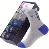 5 pares de calcetines deportivos de media caña para hombre, cómodos y transpirables, que absorben el sudor, ideales para entrenamiento de baloncesto y actividades al aire libre.
