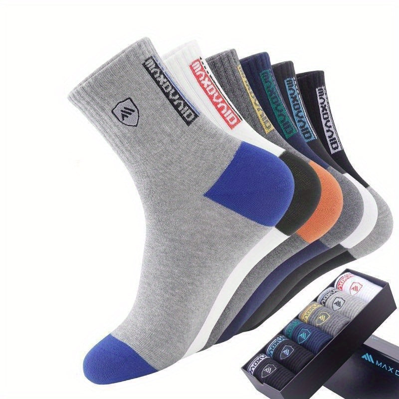 5 pares de calcetines deportivos de media caña para hombre, cómodos y transpirables, que absorben el sudor, ideales para entrenamiento de baloncesto y actividades al aire libre.