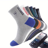 5 pares de calcetines deportivos de media caña para hombre, cómodos y transpirables, que absorben el sudor, ideales para entrenamiento de baloncesto y actividades al aire libre.