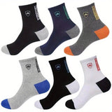 5 pares de calcetines deportivos de media caña para hombre, cómodos y transpirables, que absorben el sudor, ideales para entrenamiento de baloncesto y actividades al aire libre.
