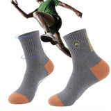 5 pares de calcetines deportivos de media caña para hombre, cómodos y transpirables, que absorben el sudor, ideales para entrenamiento de baloncesto y actividades al aire libre.