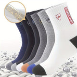5 pares de calcetines deportivos de media caña para hombre, cómodos y transpirables, que absorben el sudor, ideales para entrenamiento de baloncesto y actividades al aire libre.