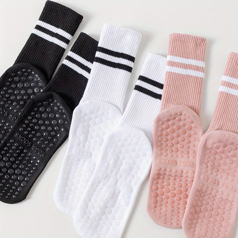 3 pares de calcetines antideslizantes para yoga y pilates con agarre para mujer, transpirables y cómodos, ideales para barra y ballet. Ideales para yoga, pilates, barra y ballet. Regalo perfecto para entusiastas del fitness.