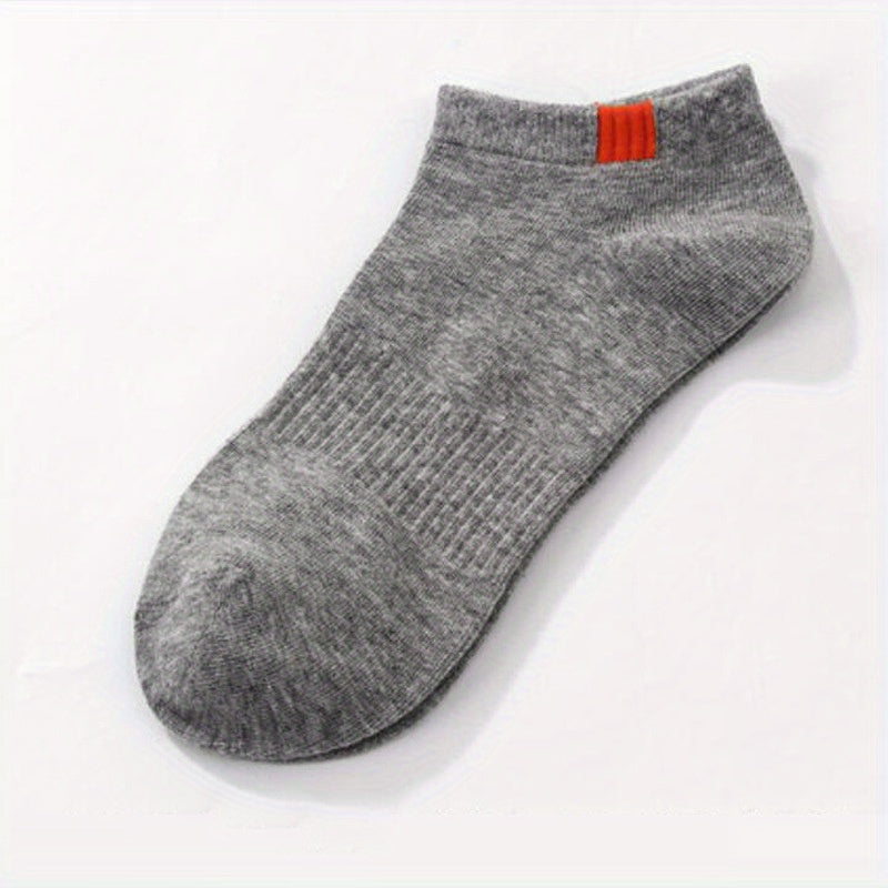 5 pares de calcetines tobilleros lisos para hombre, cómodos, transpirables, suaves y absorbentes del sudor, ideales para exteriores.