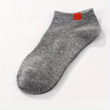 5 pares de calcetines tobilleros lisos para hombre, cómodos, transpirables, suaves y absorbentes del sudor, ideales para exteriores.