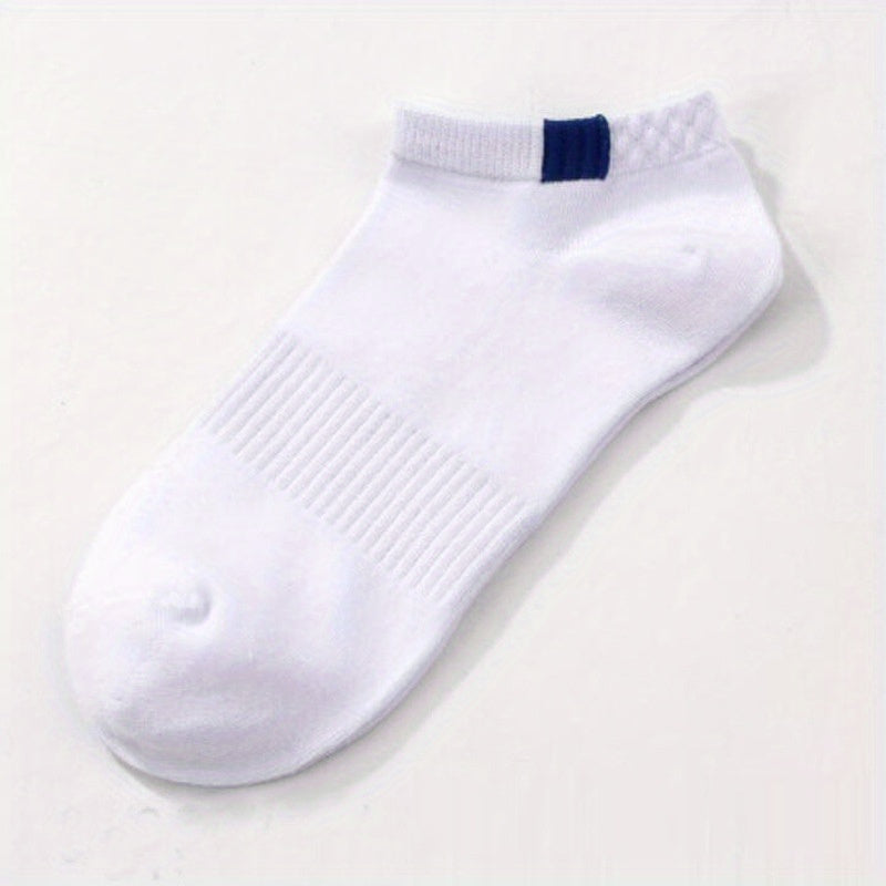 5 pares de calcetines tobilleros lisos para hombre, cómodos, transpirables, suaves y absorbentes del sudor, ideales para exteriores.