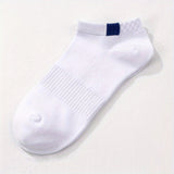 5 pares de calcetines tobilleros lisos para hombre, cómodos, transpirables, suaves y absorbentes del sudor, ideales para exteriores.