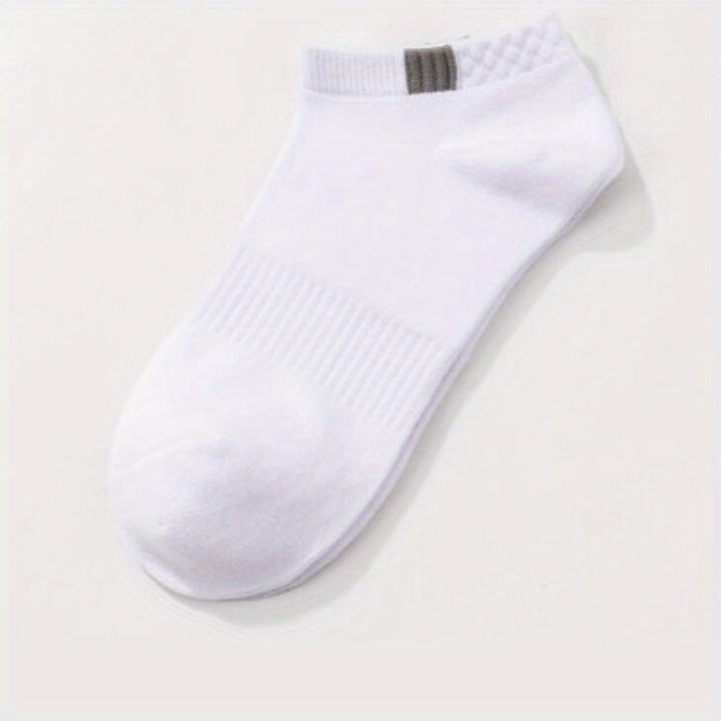 5 pares de calcetines tobilleros lisos para hombre, cómodos, transpirables, suaves y absorbentes del sudor, ideales para exteriores.
