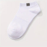 5 pares de calcetines tobilleros lisos para hombre, cómodos, transpirables, suaves y absorbentes del sudor, ideales para exteriores.