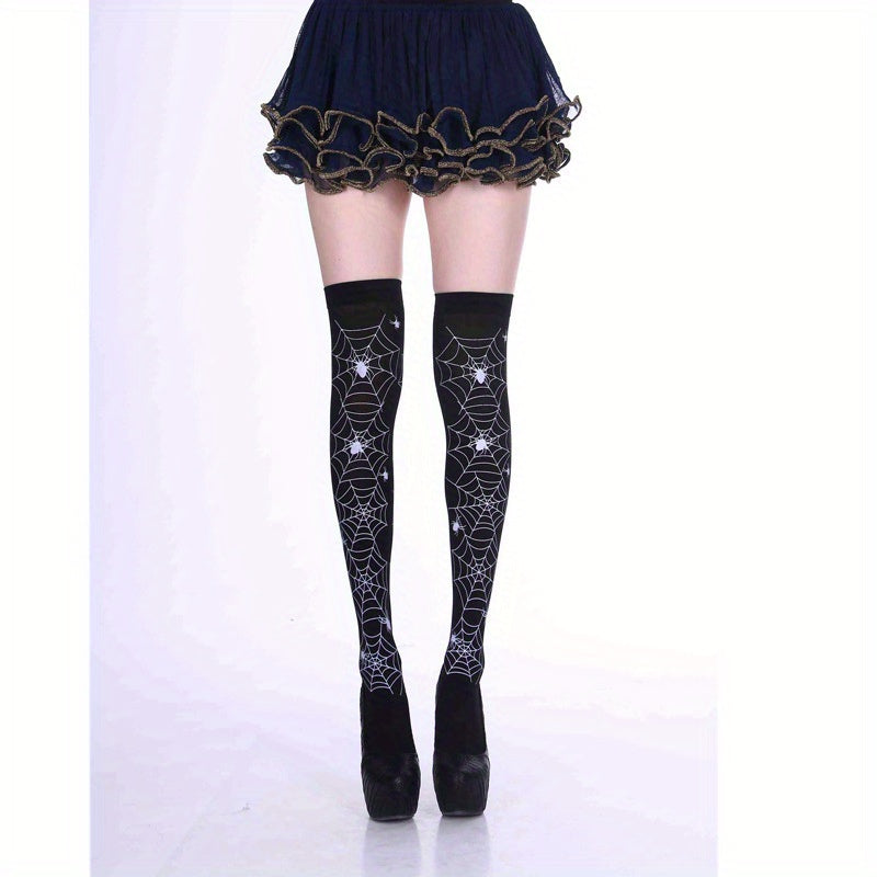 Medias altas con estampado cruzado, calcetines ajustados por encima de la rodilla estilo JK, medias y calcetería para mujer