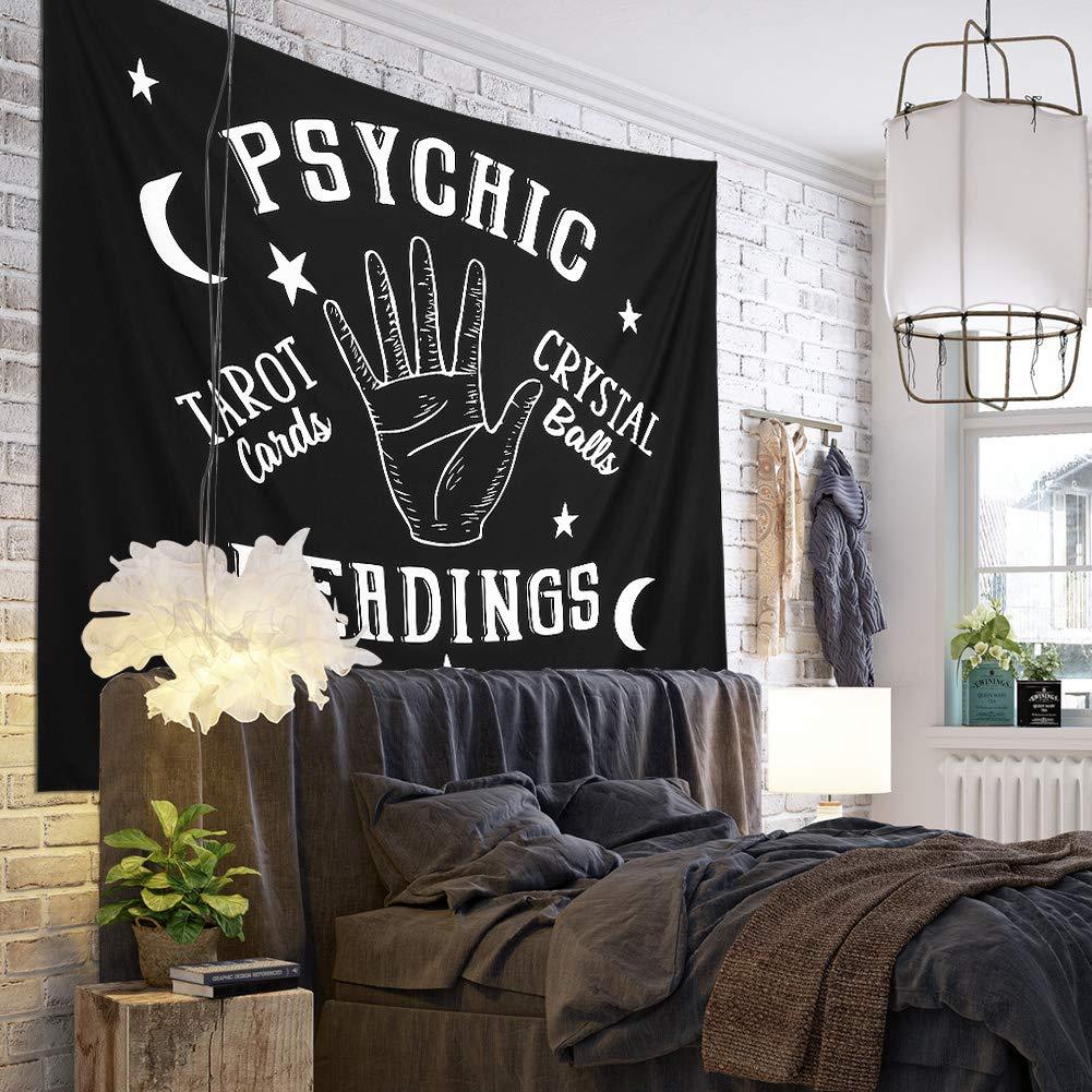 1 pièce, tapisserie lune et étoile, lectures psychiques, mandala noir, décoration murale d'Halloween, couverture murale bohème, décoration de chambre à coucher, salon, maison (lecture psychique)