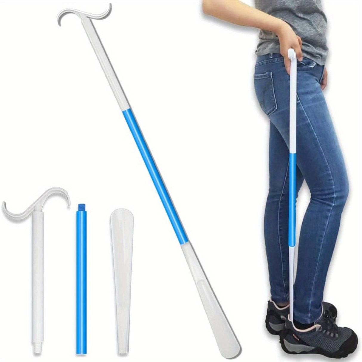1pc 35.5 Inch Long Handled Shoe Horn, Dressing Stick, Sock Remover Aid Helper - Versatile, Adjustable Dressing Aid For Shoes, Socks, Shirts, Pants - Long Shoe Horn, Shoe Horn Long Handle For Seniors