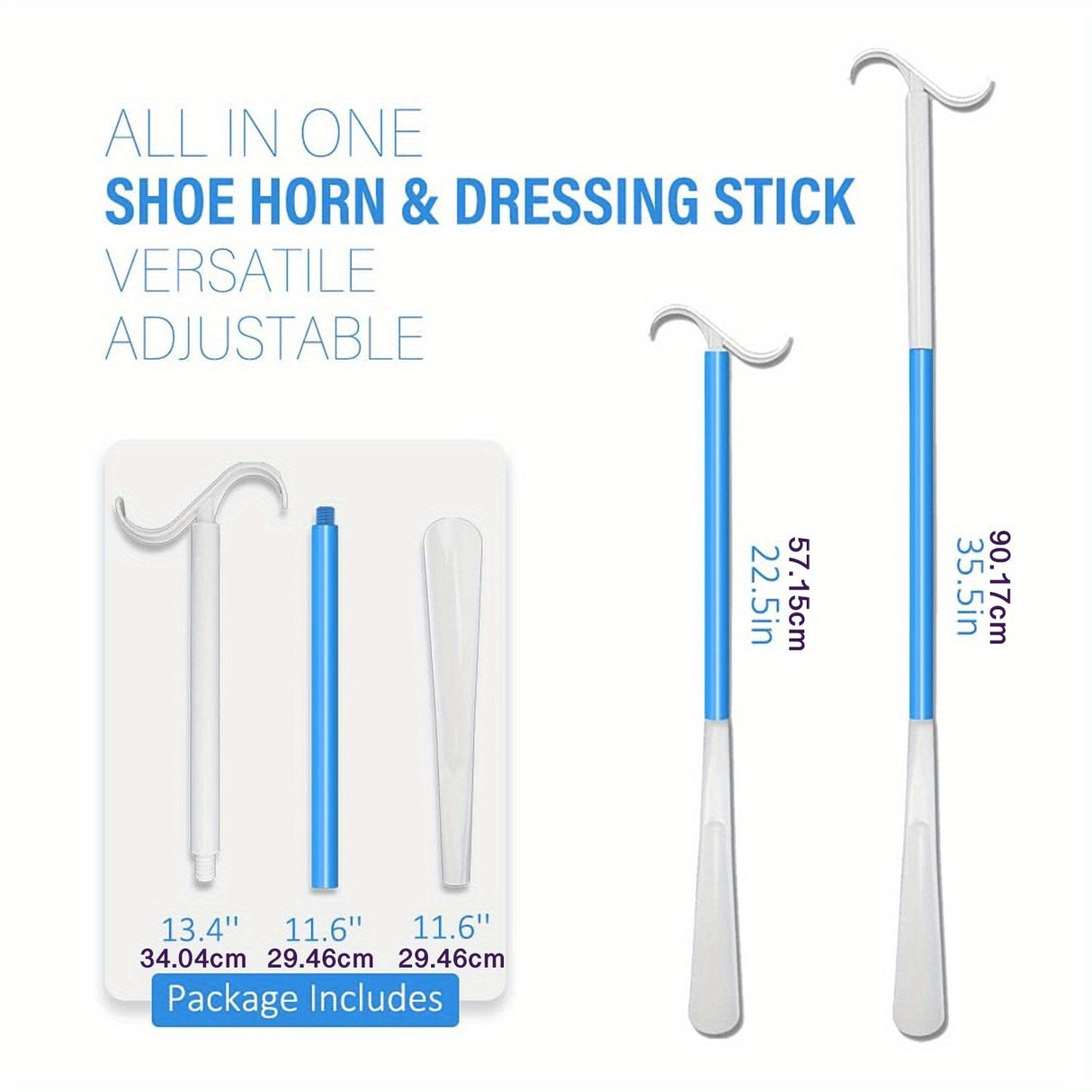 1pc 35.5 Inch Long Handled Shoe Horn, Dressing Stick, Sock Remover Aid Helper - Versatile, Adjustable Dressing Aid For Shoes, Socks, Shirts, Pants - Long Shoe Horn, Shoe Horn Long Handle For Seniors