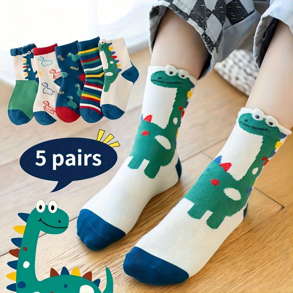 Chaussettes garçon motif dinosaure, respirantes, confortables, style décontracté, unisexes