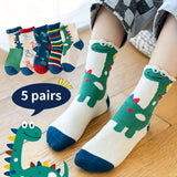 Chaussettes garçon motif dinosaure, respirantes, confortables, style décontracté, unisexes
