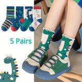 Chaussettes garçon motif dinosaure, respirantes, confortables, style décontracté, unisexes