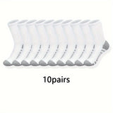 10/30 Pairs of Men's Trendy Color Block Crew Socks - Breathable, Comfy, Casual, Unisex, Outdoor Wear, Colorful, Fashionable, Soft, and Durable