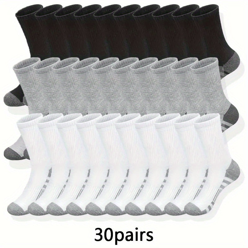 10/30 Pairs of Men's Trendy Color Block Crew Socks - Breathable, Comfy, Casual, Unisex, Outdoor Wear, Colorful, Fashionable, Soft, and Durable