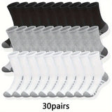 10/30 Pairs of Men's Trendy Color Block Crew Socks - Breathable, Comfy, Casual, Unisex, Outdoor Wear, Colorful, Fashionable, Soft, and Durable
