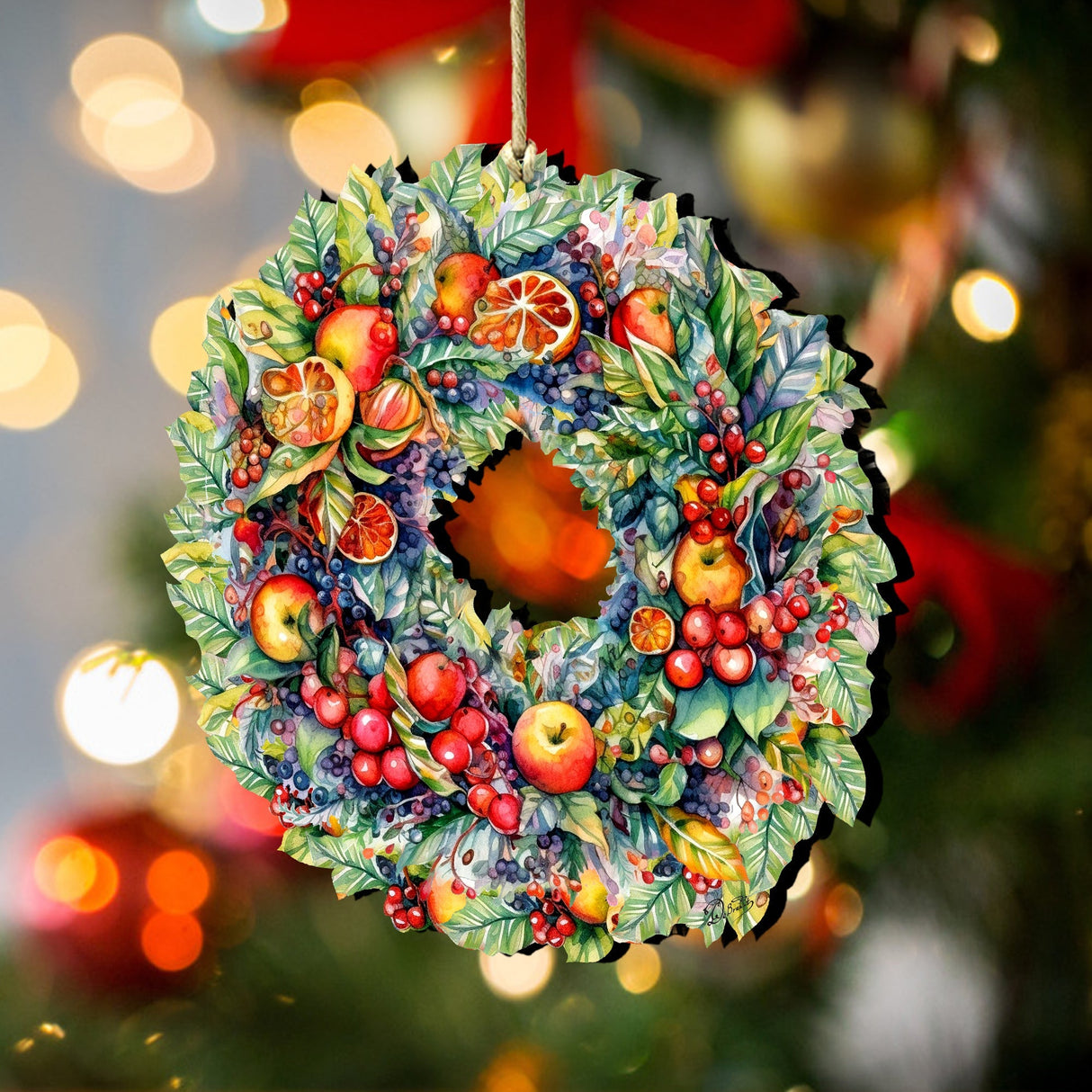 Adornos de madera con forma de corona de frutas de la cosecha de verano de G. Debrekht - Decoración navideña - 8611071