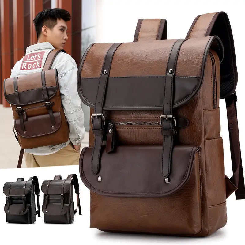 New PU waterproof backpack student computer bag - Lootquake