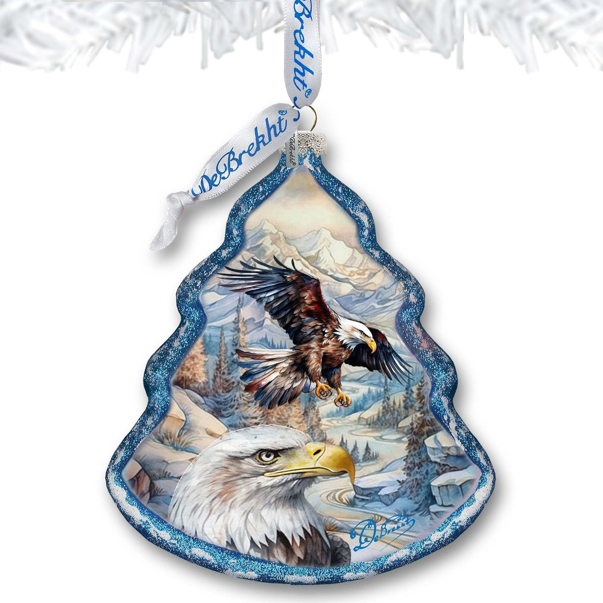 La Tierra de la Libertad - Adorno de vidrio para árbol de Navidad American Eagle de G. Debrekht - Decoración navideña - 762-031
