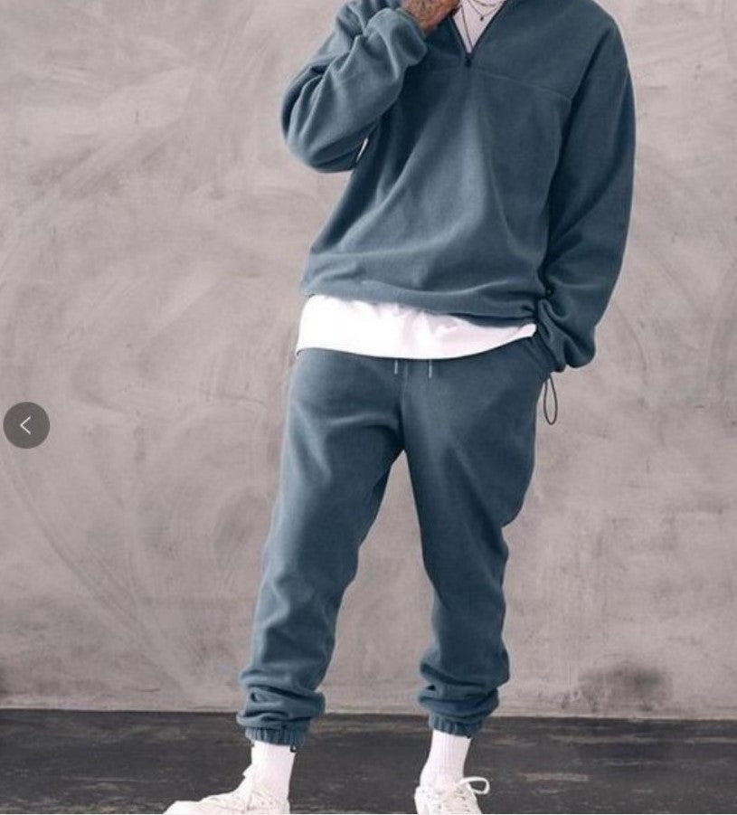 Casual Stand Collar Thickened Long-sleeved T-shirt Loose-fitting  Pullover Men's Suit - Lootquake