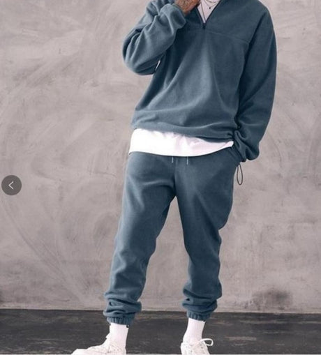 Casual Stand Collar Thickened Long-sleeved T-shirt Loose-fitting  Pullover Men's Suit - Lootquake