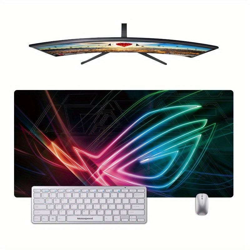 Grand tapis de souris gaming ASUS Republic of Gamers (ROG) avec bords cousus avec précision et base en caoutchouc antidérapante, tapis de bureau épais, tapis de clavier, idéal pour le jour de l'indépendance, Halloween, Thanksgiving, cadeaux de Noël