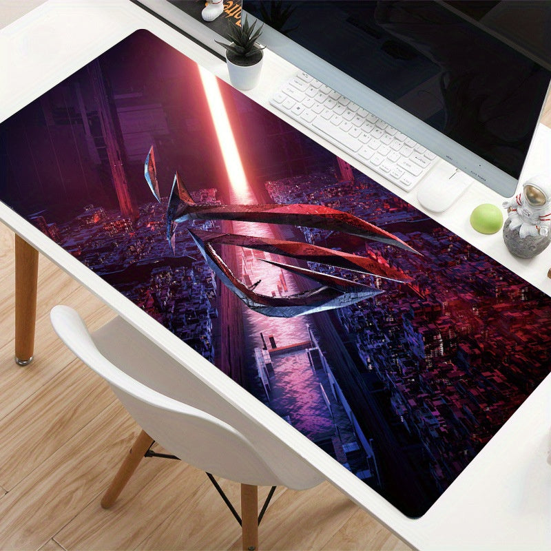 Grand tapis de souris gaming ASUS Republic of Gamers (ROG) avec bords cousus avec précision et base en caoutchouc antidérapante, tapis de bureau épais, tapis de clavier, idéal pour le jour de l'indépendance, Halloween, Thanksgiving, cadeaux de Noël