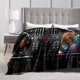 Dj Turntable Design Soft Polyester Blanket For Office Chairs - Perfect Gift For Music Lovers, All-Season Comfort