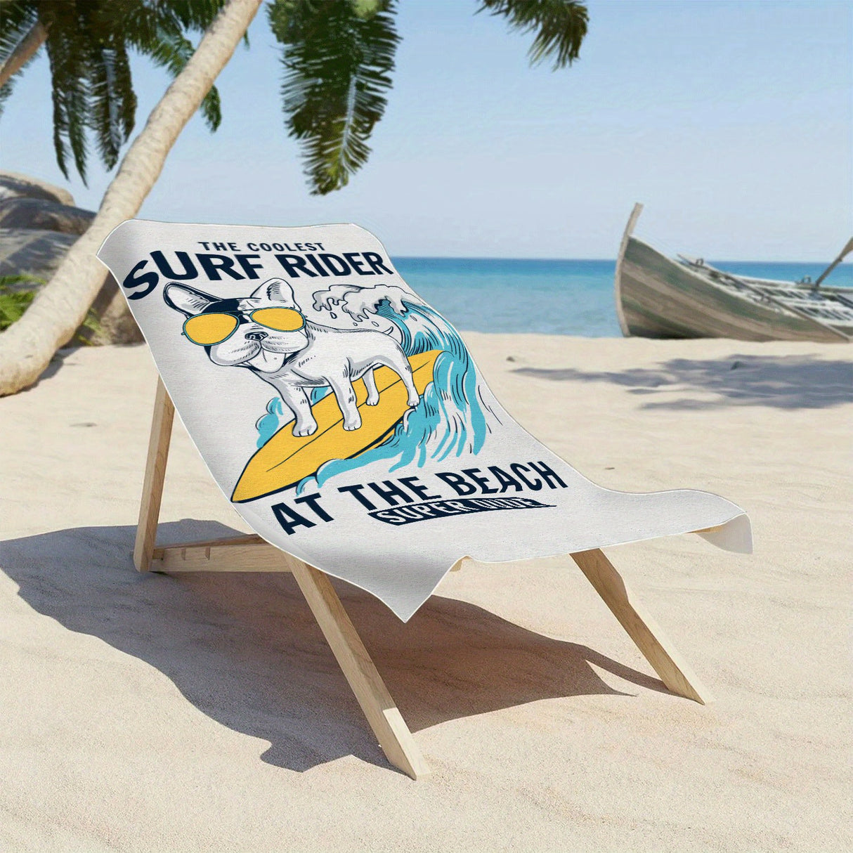1pc Surfing Dog Beach Towel, Super Absorbent & Quick-drying Swimming Towel, Lightweight & Soft Beach Blanket, Suitable For Beach Swimming Outdoor Camping Travel, Ideal Beach Essentials