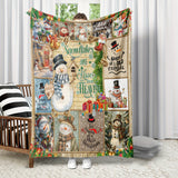 [Hot Selling] Cozy Snowman Christmas Blanket - Soft, Durable Polyester with 3D Printed Design - Perfect for Bed, Sofa, Camping & Travel - Available in Multiple Sizes