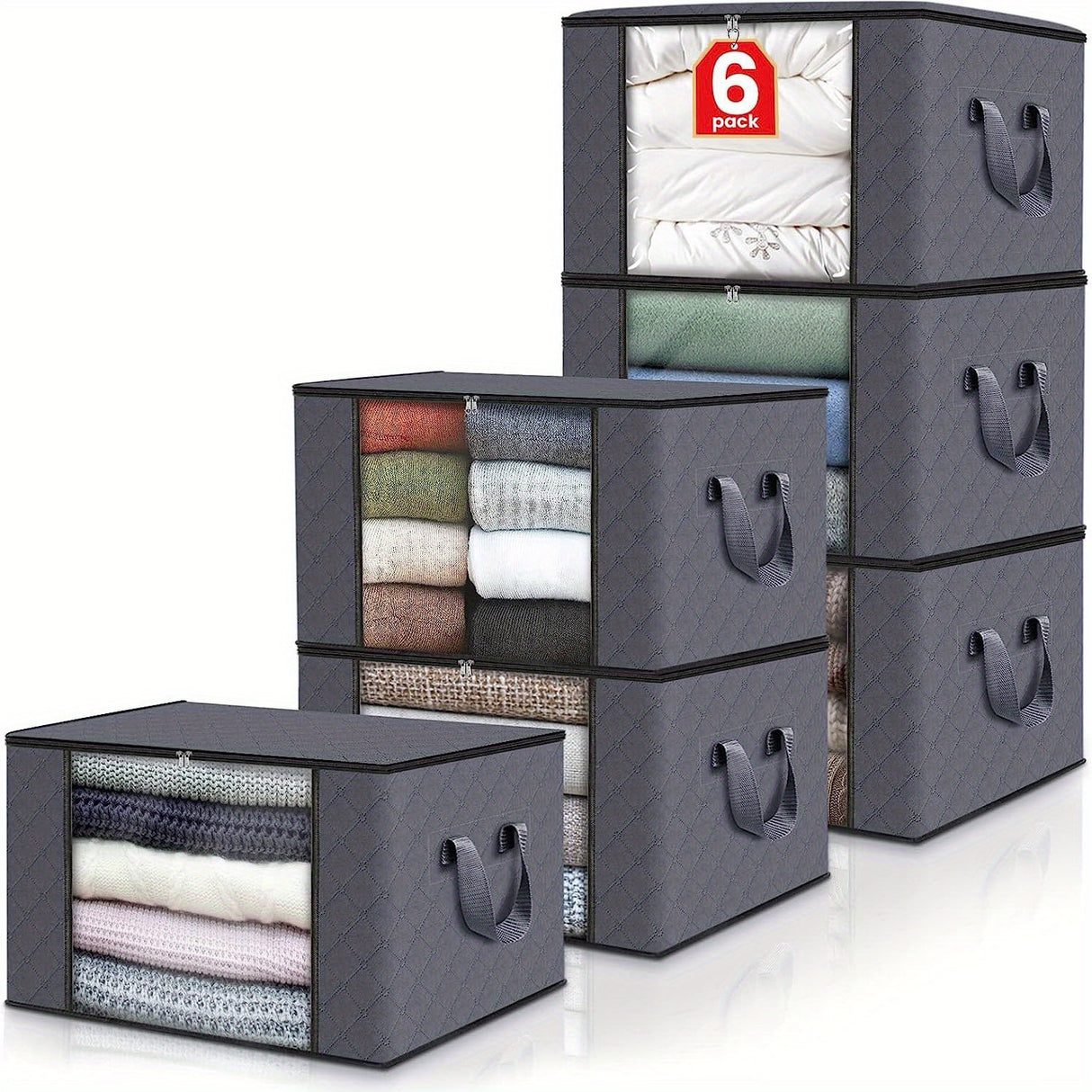 3/6PCS Durable & Stylish Foldable Storage Boxes - Large Capacity Blanket Organizers for Effortless Home Organization, Perfect in Bedrooms, Closets, Dorms, Spas & Wardrobes