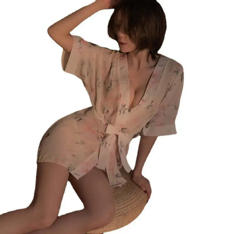 Lingerie Women's Fashion Printed Chiffon Nightgown - Lootquake