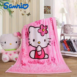 For Hello Kitty Anime-Themed Flannel Blanket, Glam Style, Digital Print, All-Season Comfort, Tear-Resistant, Knitted Craftsmanship, Polyester, with Applique Embellishment, for Cozy Plush Flannel Cover
