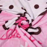 For Hello Kitty Anime-Themed Flannel Blanket, Glam Style, Digital Print, All-Season Comfort, Tear-Resistant, Knitted Craftsmanship, Polyester, with Applique Embellishment, for Cozy Plush Flannel Cover