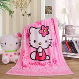 For Hello Kitty Anime-Themed Flannel Blanket, Glam Style, Digital Print, All-Season Comfort, Tear-Resistant, Knitted Craftsmanship, Polyester, with Applique Embellishment, for Cozy Plush Flannel Cover
