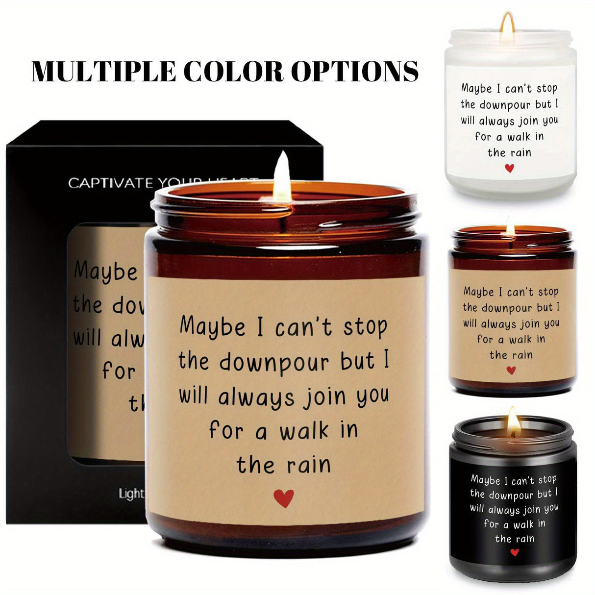 Soy & Beeswax Scented Candle - "Walk In The Rain" Inspirational Quote - Thoughtful Gift For Friend, Colleague, Sibling, Partner – Recovery, Support, Encouragement – Lavender Aroma