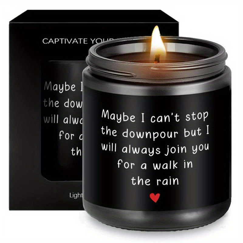 Soy & Beeswax Scented Candle - "Walk In The Rain" Inspirational Quote - Thoughtful Gift For Friend, Colleague, Sibling, Partner – Recovery, Support, Encouragement – Lavender Aroma