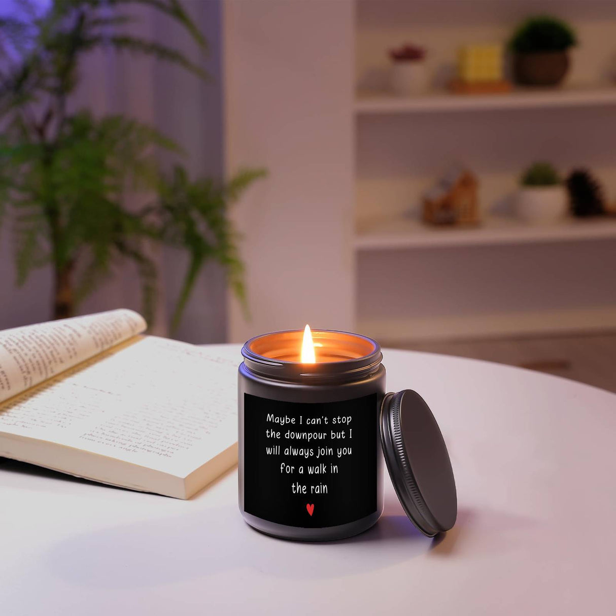 Soy & Beeswax Scented Candle - "Walk In The Rain" Inspirational Quote - Thoughtful Gift For Friend, Colleague, Sibling, Partner – Recovery, Support, Encouragement – Lavender Aroma