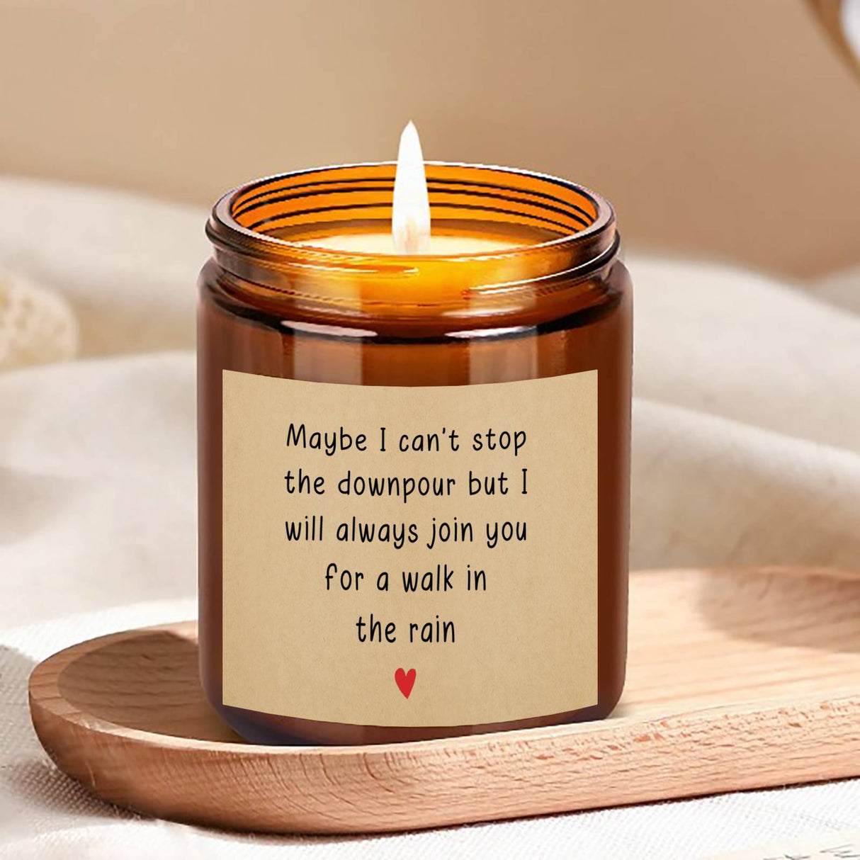 Soy & Beeswax Scented Candle - "Walk In The Rain" Inspirational Quote - Thoughtful Gift For Friend, Colleague, Sibling, Partner – Recovery, Support, Encouragement – Lavender Aroma
