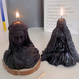 Gothic Dark Witch Scented Candle: Mysterious Female Mage Seated Statue Candle - Elden Ring Witch Design, No Electricity Required, Wax and Gelatin Material