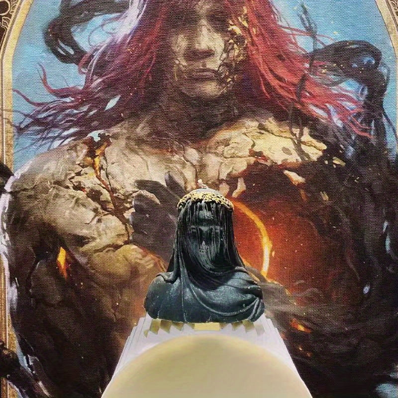 Gothic Dark Witch Scented Candle: Mysterious Female Mage Seated Statue Candle - Elden Ring Witch Design, No Electricity Required, Wax and Gelatin Material
