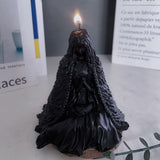 Gothic Dark Witch Scented Candle: Mysterious Female Mage Seated Statue Candle - Elden Ring Witch Design, No Electricity Required, Wax and Gelatin Material