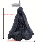 Gothic Dark Witch Scented Candle: Mysterious Female Mage Seated Statue Candle - Elden Ring Witch Design, No Electricity Required, Wax and Gelatin Material