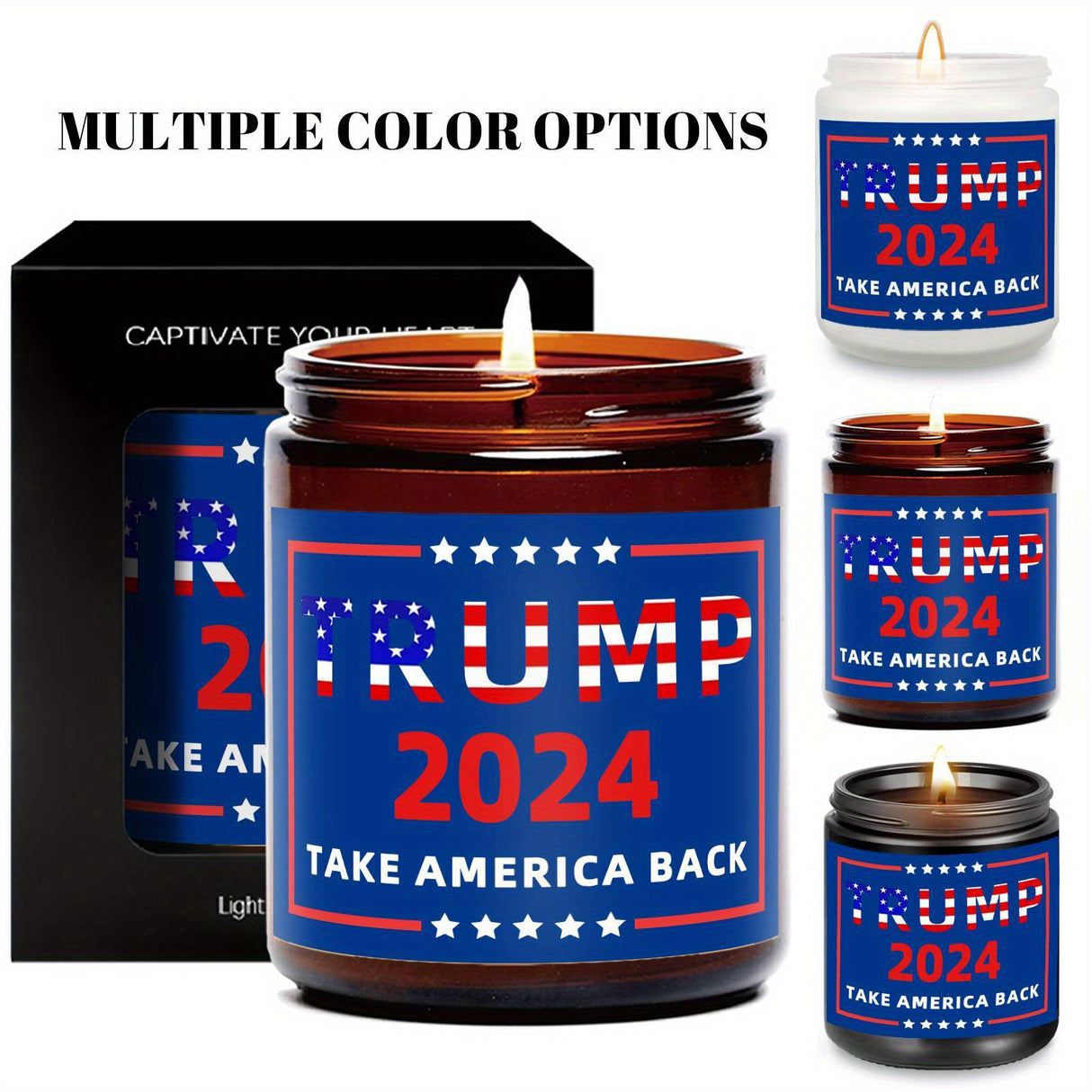 Donald Trump 2024 flag 1Pc Scented Candle 5.3Oz Soybean Wax Take America Great Again Gifts Idea for Supporter Employee Friend Coworker Father Mother Woman Men on US Elections Birthday Thanksgiving Christmas MAGA Gag Fun POP D