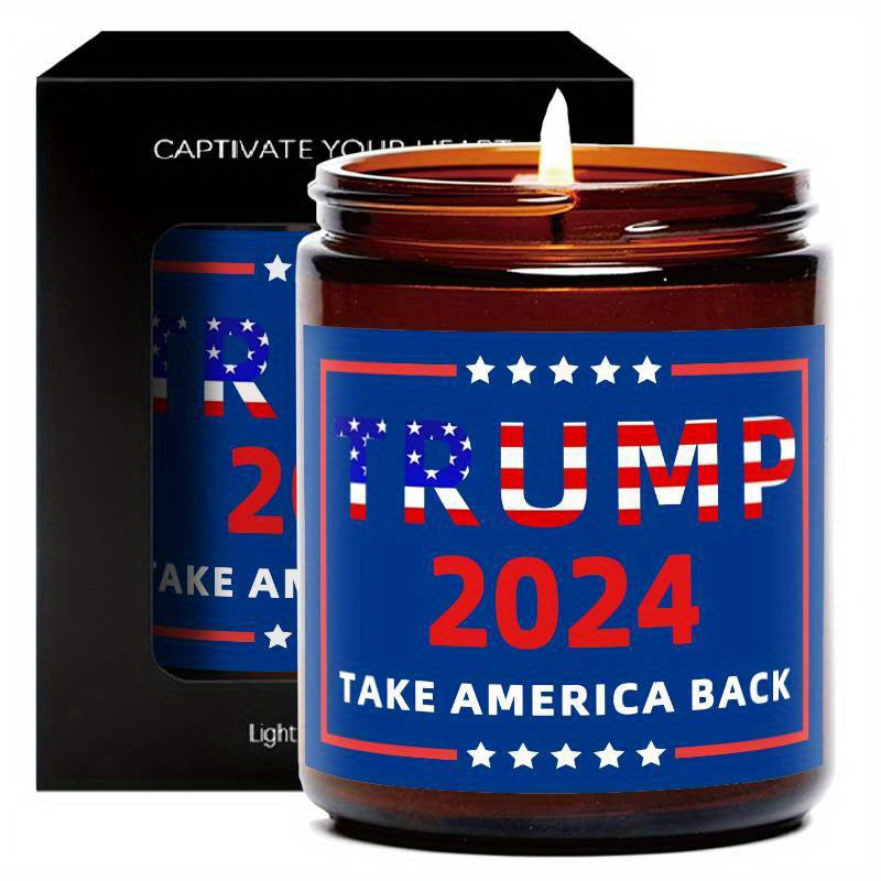 Donald Trump 2024 flag 1Pc Scented Candle 5.3Oz Soybean Wax Take America Great Again Gifts Idea for Supporter Employee Friend Coworker Father Mother Woman Men on US Elections Birthday Thanksgiving Christmas MAGA Gag Fun POP D