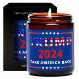 Donald Trump 2024 flag 1Pc Scented Candle 5.3Oz Soybean Wax Take America Great Again Gifts Idea for Supporter Employee Friend Coworker Father Mother Woman Men on US Elections Birthday Thanksgiving Christmas MAGA Gag Fun POP D
